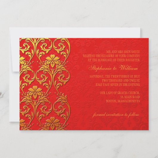 Invitation Carton d'invitation de mariage Tourbillon Rouge et (Devant)
