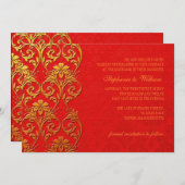 Invitation Carton d'invitation de mariage Tourbillon Rouge et (Devant / Derrière)