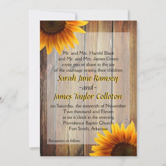 Invitation Carton d'invitation de mariage Tournesol (Devant)