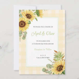 Invitation Carton d'invitation de mariage tournesol à carreau