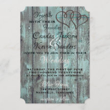 CARTON D'INVITATION DE MARIAGE TURQUOISE RUSTIQUE