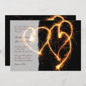 Invitation Carton d'invitation de mariage Two Hearts Sparkler (Devant / Derrière)