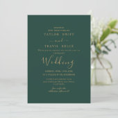 Invitation Carton d'invitation de mariage vert calligraphié e (Debout devant)