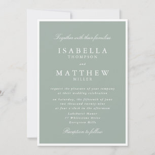 Invitation Carton d'invitation de mariage vert doux avec bord