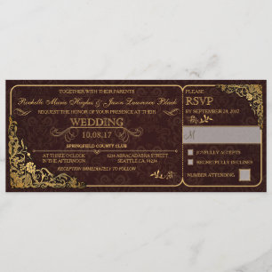 Invitation Carton d'invitation de mariage victorien avec RSVP