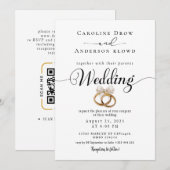 Invitation Carton d'invitation de mariage vidéo avec code QR (Devant / Derrière)