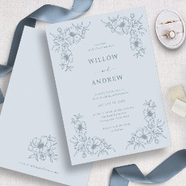 Invitation Carton d'invitation de mariage vintage à fleurs bl