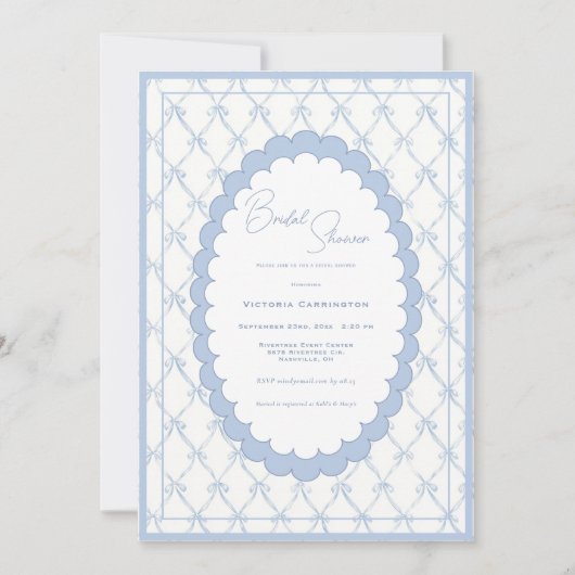 Invitation Carton d'invitation de mariage vintage à rubans bl (Devant)