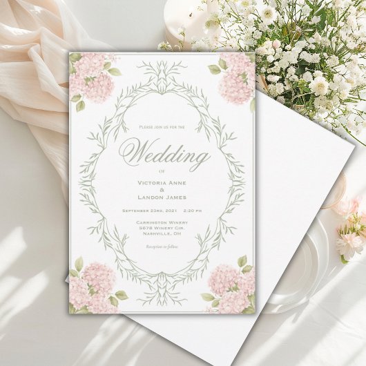 Invitation Carton d'invitation de mariage vintage aux hydrang