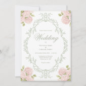 Invitation Carton d'invitation de mariage vintage aux hydrang (Devant)