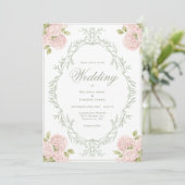 Invitation Carton d'invitation de mariage vintage aux hydrang (Debout devant)