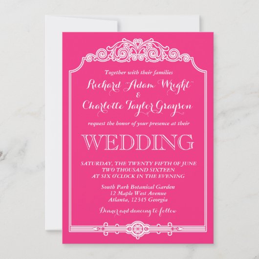 Invitation Carton d'invitation de mariage vintage et classiqu (Devant)