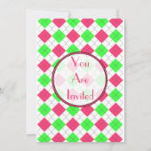 Invitation Carton d'invitation de mode à carreaux rose vif et (Dos)