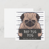 Invitation Carton d'invitation de Pug mignon (Devant / Derrière)