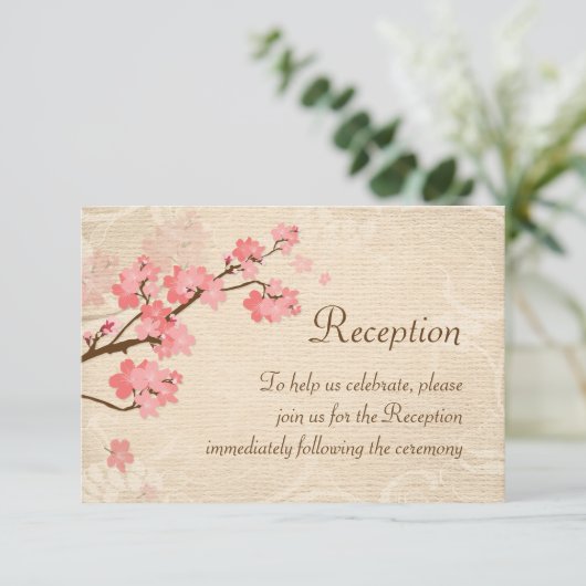Invitation Carton d'invitation de réception beige clair Fleur (Debout devant)