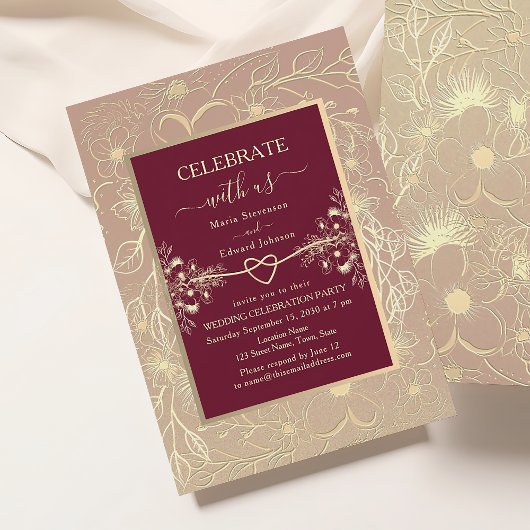 Invitation Carton d'invitation de réception de mariage bordea