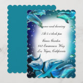 Invitation Carton d'invitation de réception de mariage dauphi (Devant / Derrière)