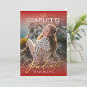 Invitation Carton d'invitation de remise de diplôme photo or  (Debout devant)