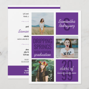 Invitation Carton d'invitation de remise de diplômes Purple 3