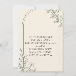 Invitation Carton d'invitation de répétition de dîner botaniq
