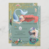 Invitation Carton d'invitation de sirène modifiable (Devant / Derrière)