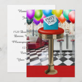 Invitation Carton d'invitation de tabouret de bar rétro (Devant / Derrière)