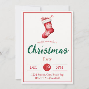 Invitation Carton d'invitation de vacances Chaussette Rouge R