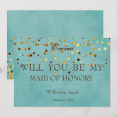 Invitation Carton d'invitation demoiselle d'honneur pailleté (Devant / Derrière)