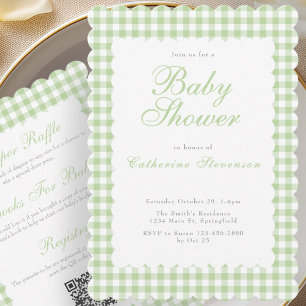 Invitation Carton d'invitation double face vert pour Baby Sho