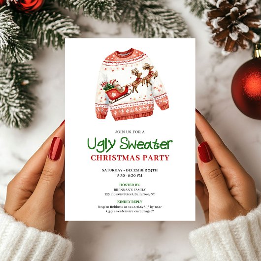 Invitation Carton d'invitation drôle de fête de Noël au pull