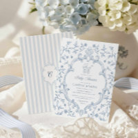 Carton d'invitation élégant à motif bleu pour baby