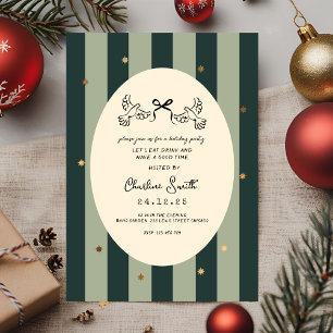 Invitation Carton d'invitation élégant à rayures vertes pour