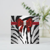 Invitation Carton d'invitation élégant à thème zèbre rouge (Debout devant)