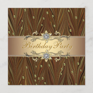 Invitation Carton d'invitation élégant avec perles dorées pou