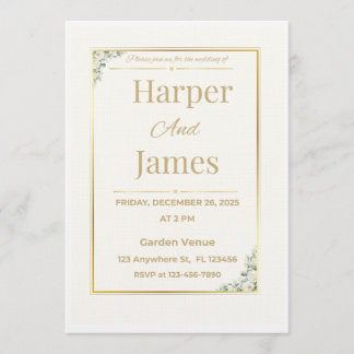 Invitation Carton d'invitation élégant beige à motif floral p