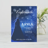 Invitation Carton d'invitation élégant bleu royal pour 18ème (Debout devant)