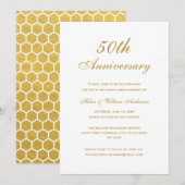 Invitation Carton d'invitation élégant en or pour les 50 ans  (Devant / Derrière)
