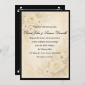 Invitation Carton d'invitation élégant floral sépia (Devant / Derrière)