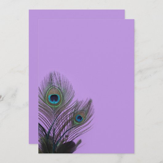 Invitation Carton d'invitation élégant paon (violet) (Devant / Derrière)