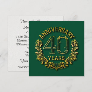 Invitation Carton d'invitation élégant pour le 40e anniversai