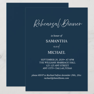 Invitation Carton d'invitation élégant pour le dîner de répét