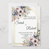 Invitation Carton d'invitation élégant pour mariage à cadre f (Devant)