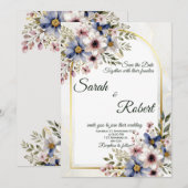 Invitation Carton d'invitation élégant pour mariage à cadre f (Devant / Derrière)
