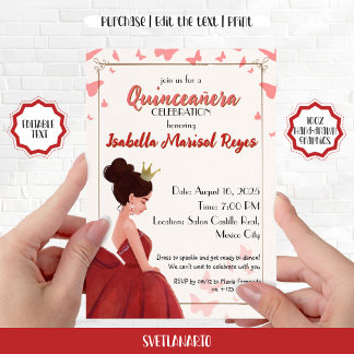 Invitation Carton d'invitation élégant pour princesse Quincea
