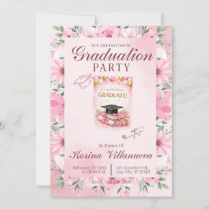 Invitation Carton d'invitation élégant rose floral pour une s