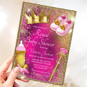 Invitation Carton d'invitation élégant rose gold pour Baby Sh