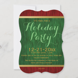 Invitation Carton d'invitation élégant rouge et vert pour une