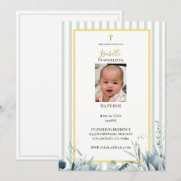 Invitation Carton d'invitation élégant vert sauge et or pour