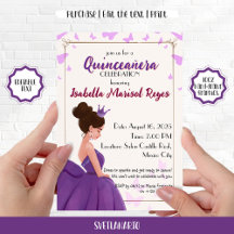 Carton d'invitation élégante princesse Quinceañera