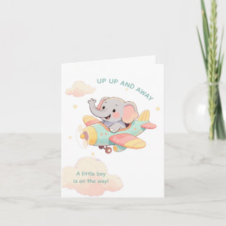 Invitation Carton d'invitation éléphant aéroplane garçon aqua